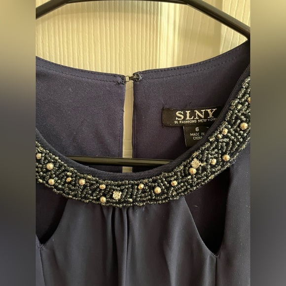 SLNY~DRESS~ NAVY SLEEVELESS~NWOT~6 - Picture 2 of 9